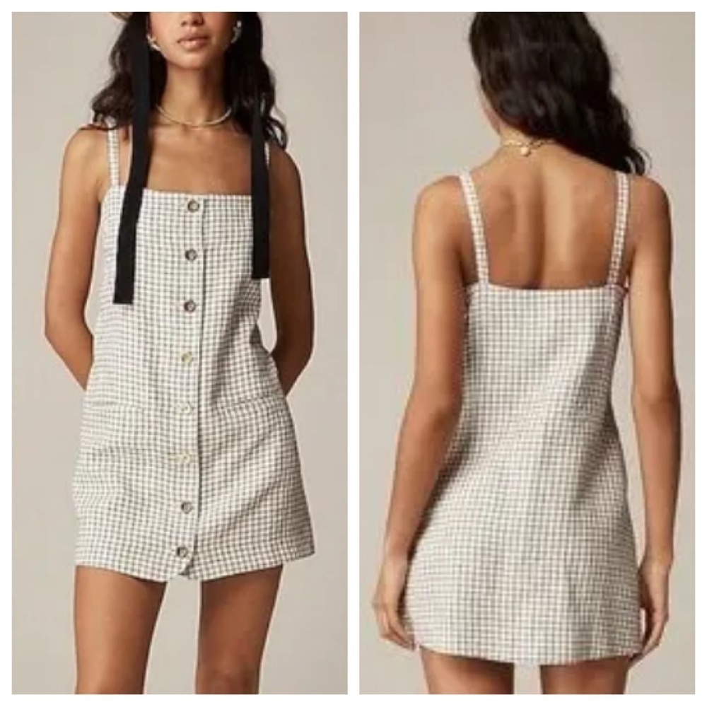 New! J. Crew Claudia dress in plaid linen nwt 35983